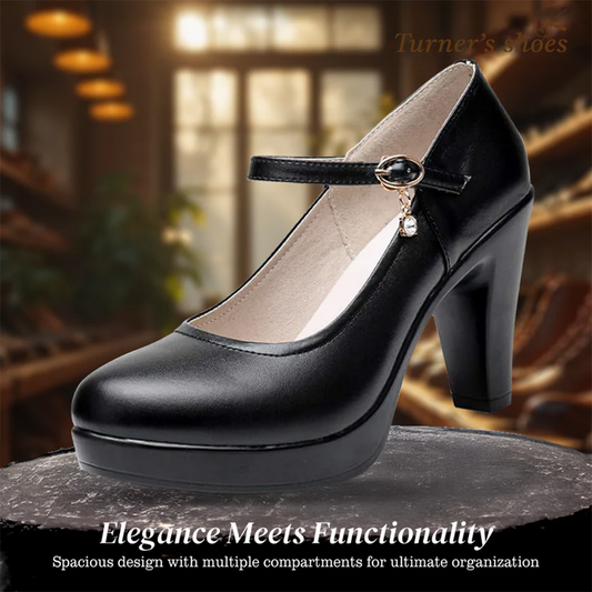 Mary Jane | Faux Leather Heels With Ankle Strap